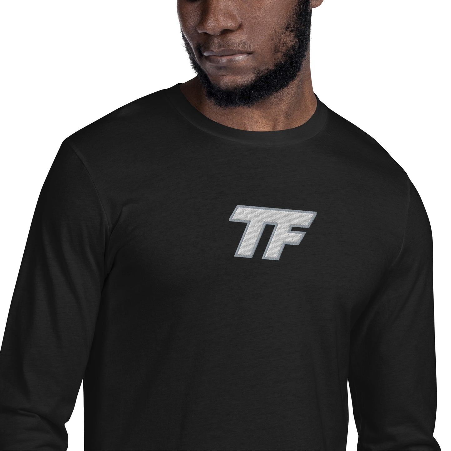 Embroidered Long Sleeve Fitted Crew